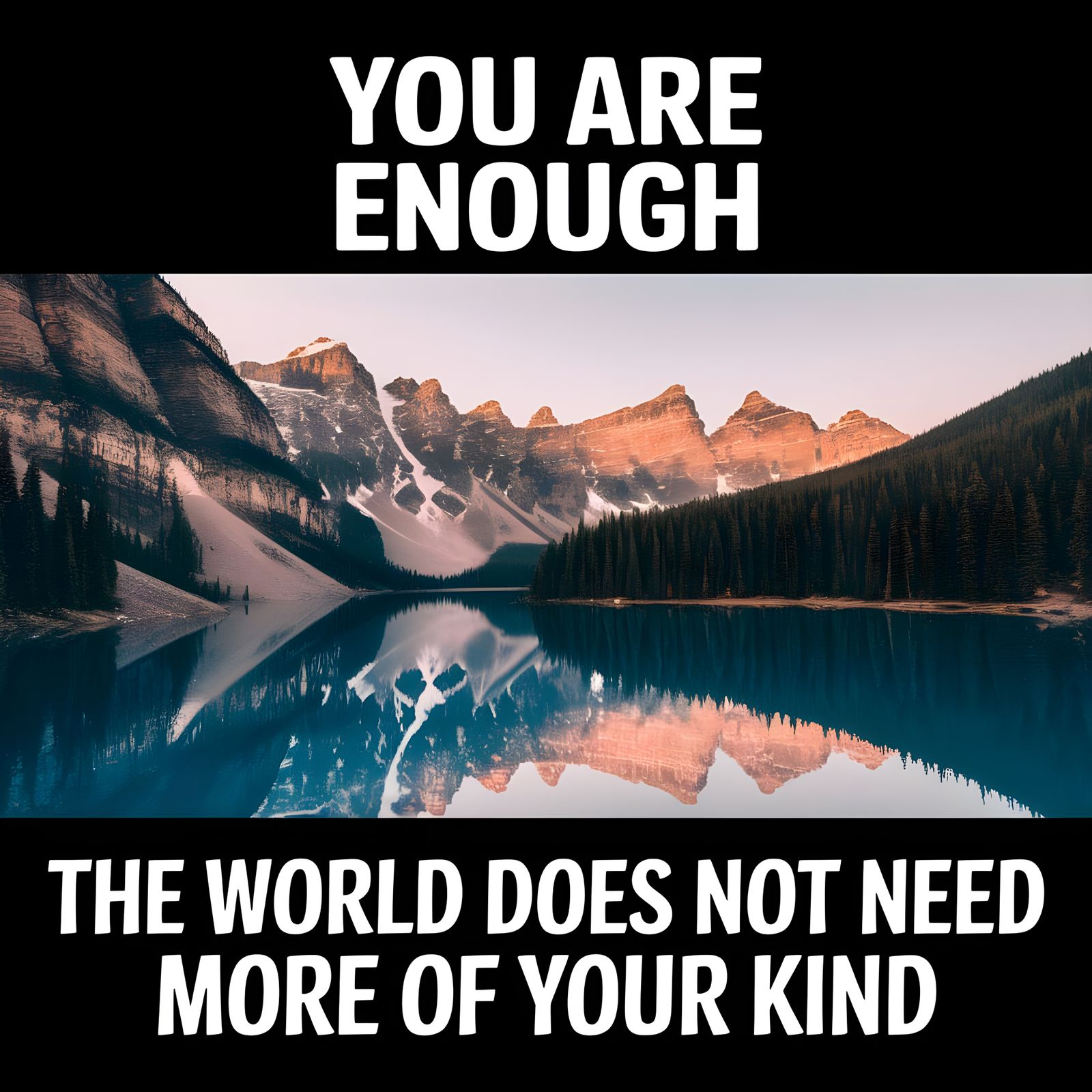 Serene Landscape Contrasted by Stark Typography