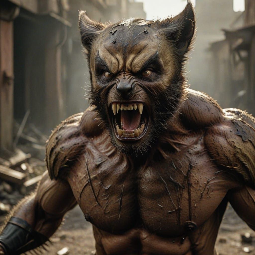 Ferocious Wolverine Unleashes Raw Fury in Earth-Toned Costum...
