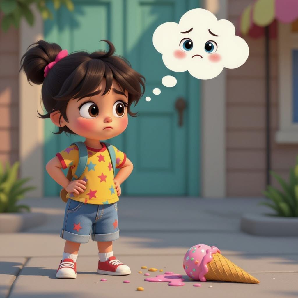 Child's Empathy Illustrated in Pixar Style