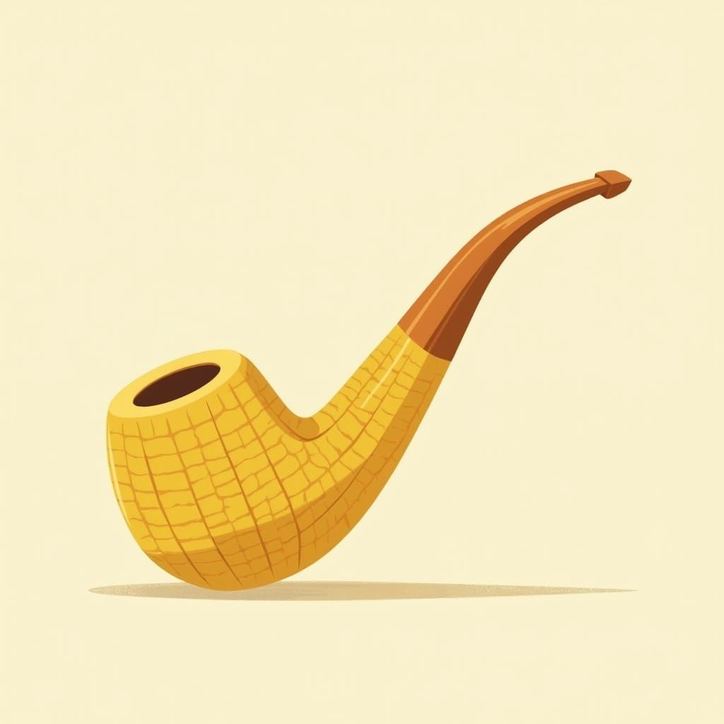 Minimalist Corncob Pipe Illustration in Yellow and Brown