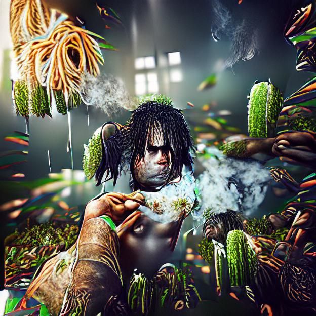 Detailed Portrait of Man Smoking, Digital Poster Art