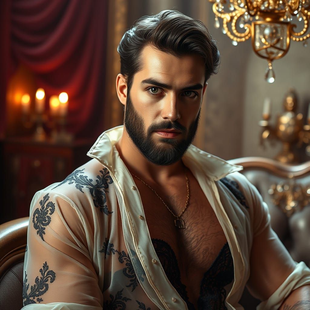 Glamorous 1970s Man in Sheer Clothing