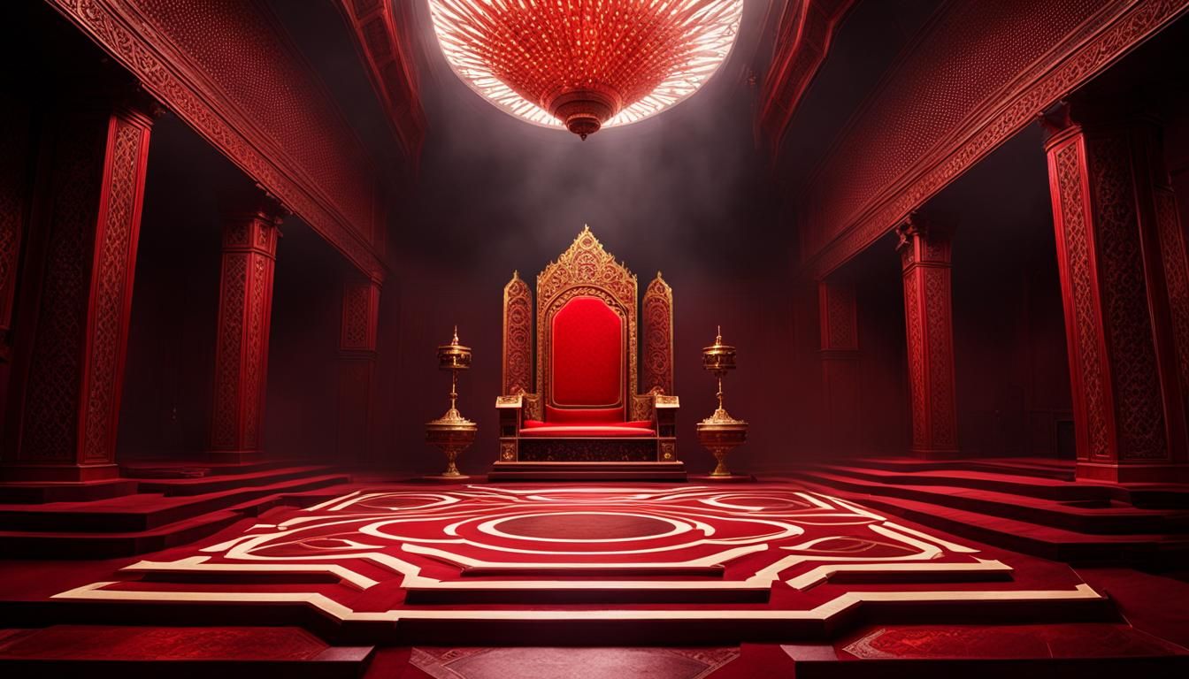 Fiery Red Throne Room with Mosaic Floor