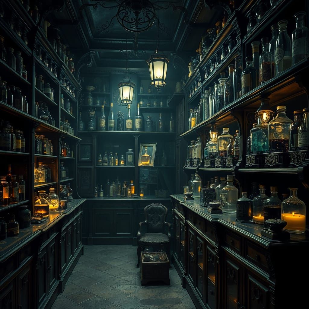 Mysterious Apothecary Shop in a Dreamlike Atmosphere