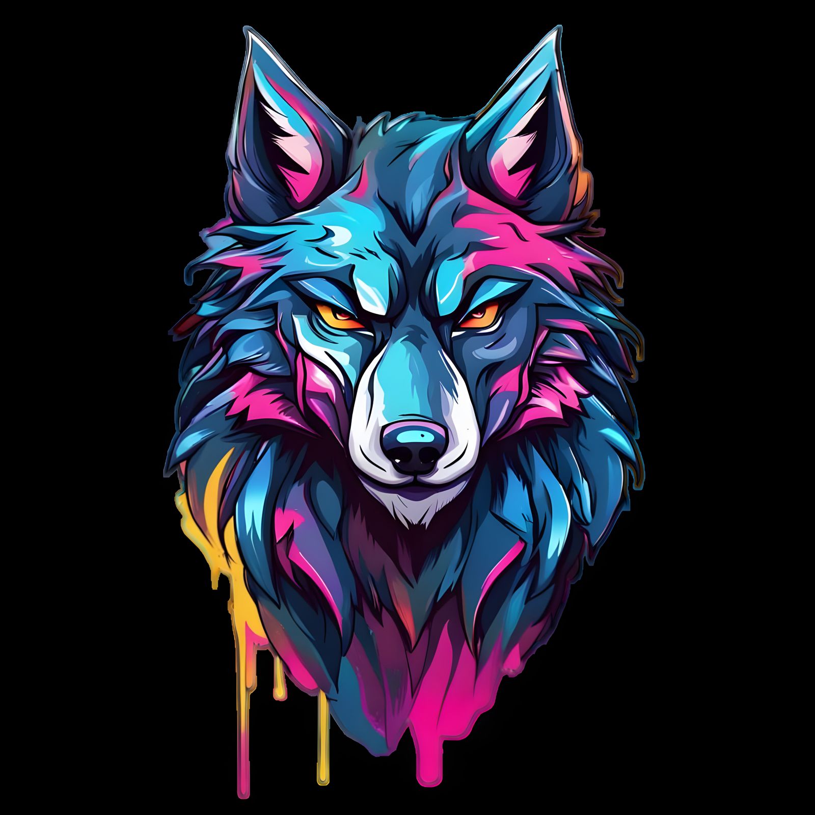 Esports Wolf Logo in Anime Graffiti Style