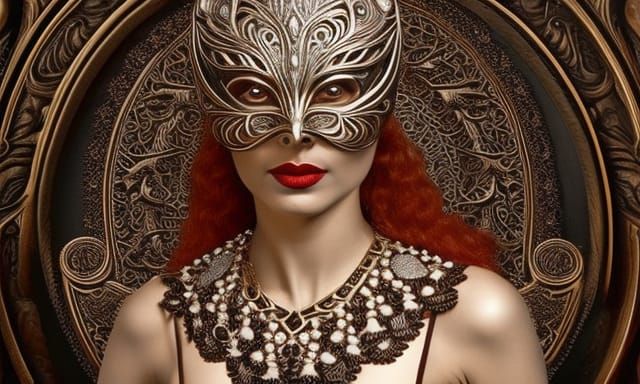 Occult Horror Masquerade Mask Portrait in Photorealistic Sty...