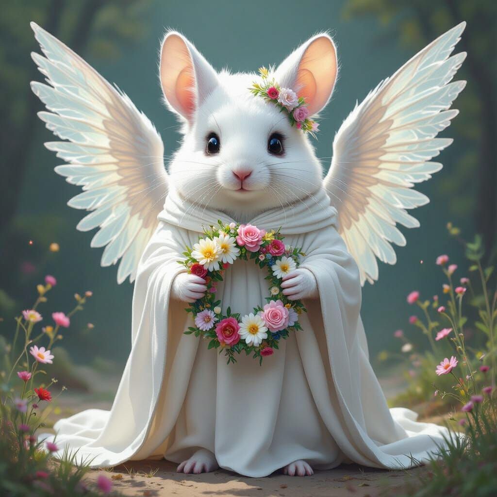 Angelic Chinchilla with Kitten Ears