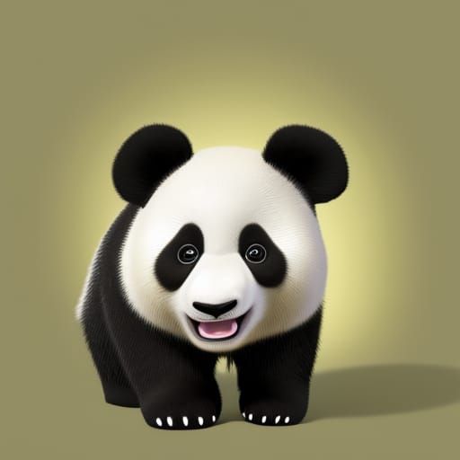 Cute Panda in Pixar-Style 3D Digital Art