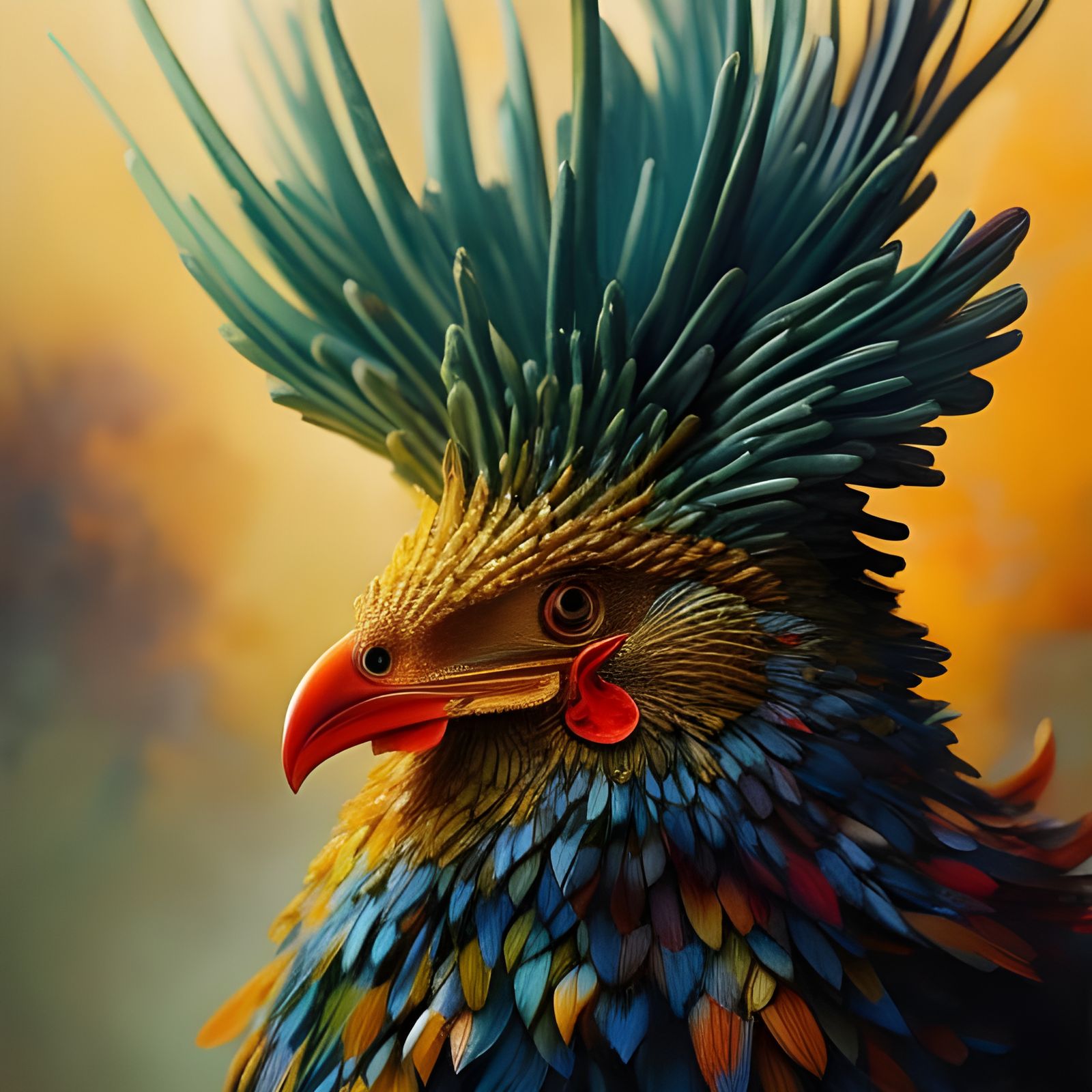 Fiery Chicken with Gems and Spirals