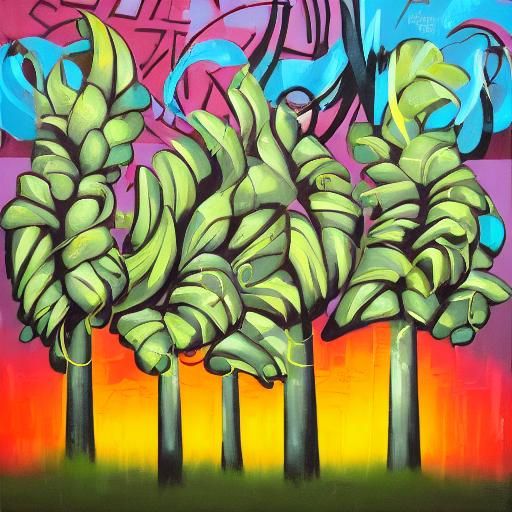 Colorful Urban Garden Graffiti Art in Polychromatic Style