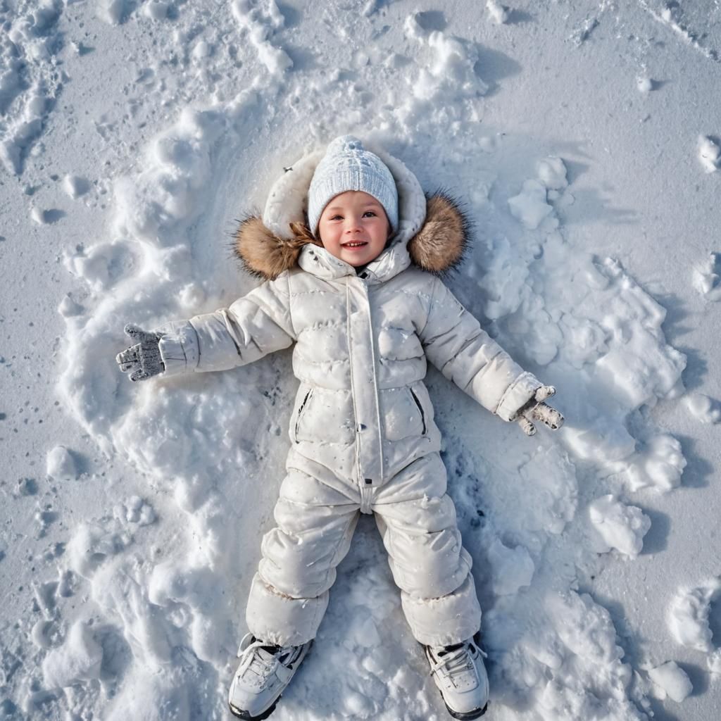 Child's Joyful Winter Wonderland Snow Angel Photography