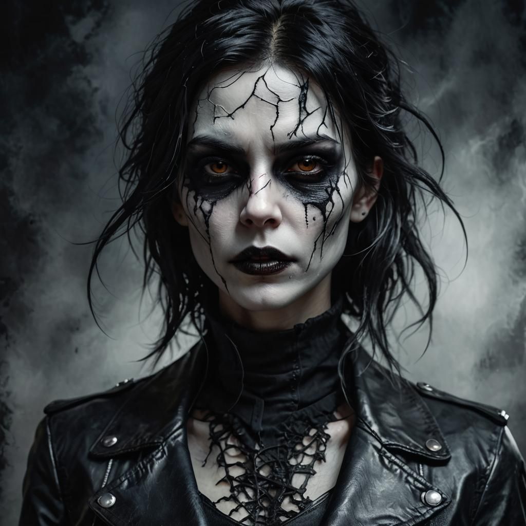 Gothic Vampire Woman Portrait in Hyper-Realistic Style