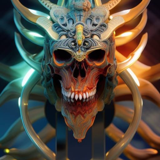 Goddess Skull Portrait with Bioluminescent Details