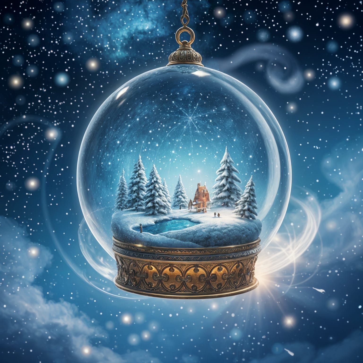 Snowglobe in Starry Sky: Ethereal Fantasy
