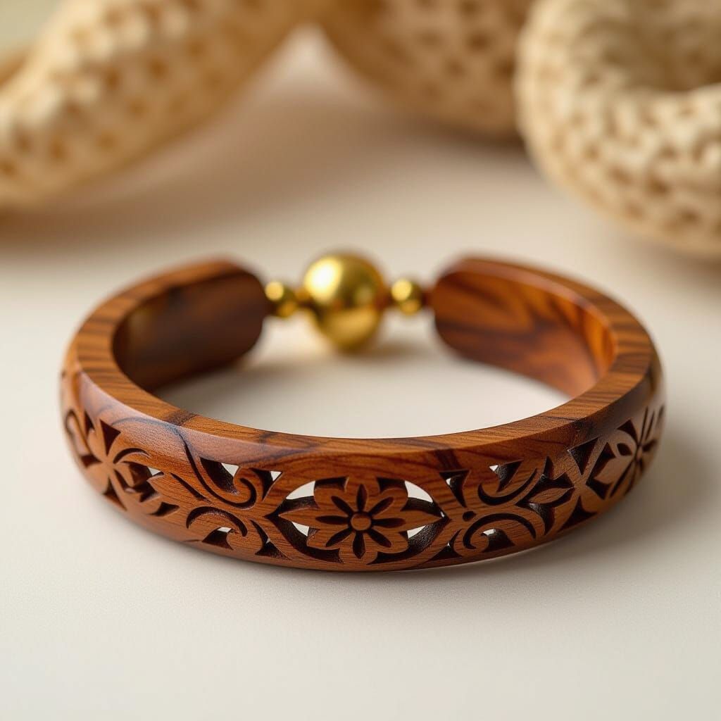Intricately Designed Wooden Jewellery Bracelet