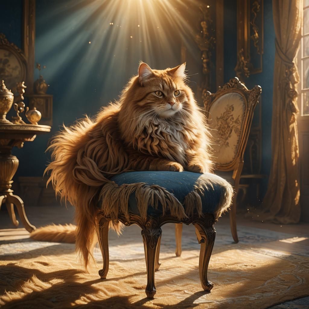 Ginger Cat Sleeping in Sunbeam: Fantasy Concept Art