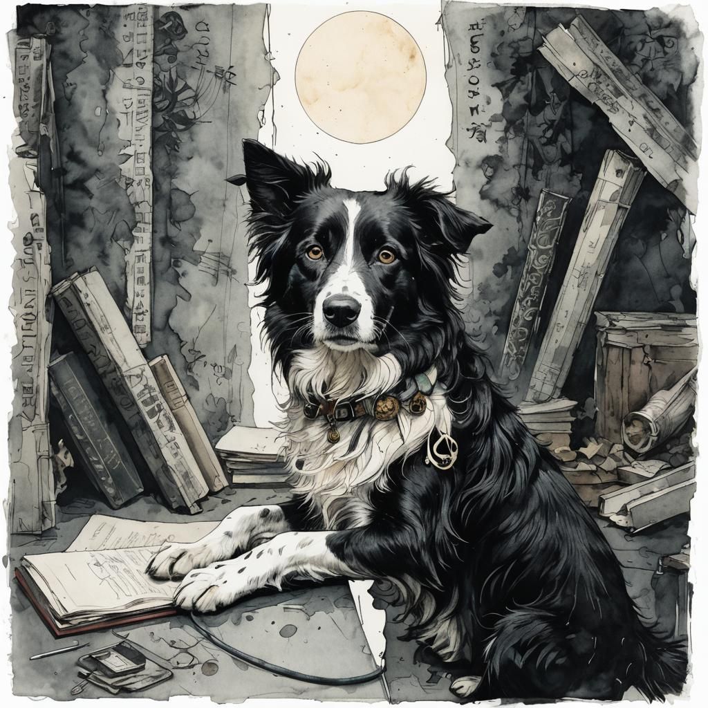 Dutiful Border Collie in Artistic Render