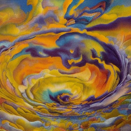 Surreal Sheep Dream in Swirling Vortex: Expressive Art