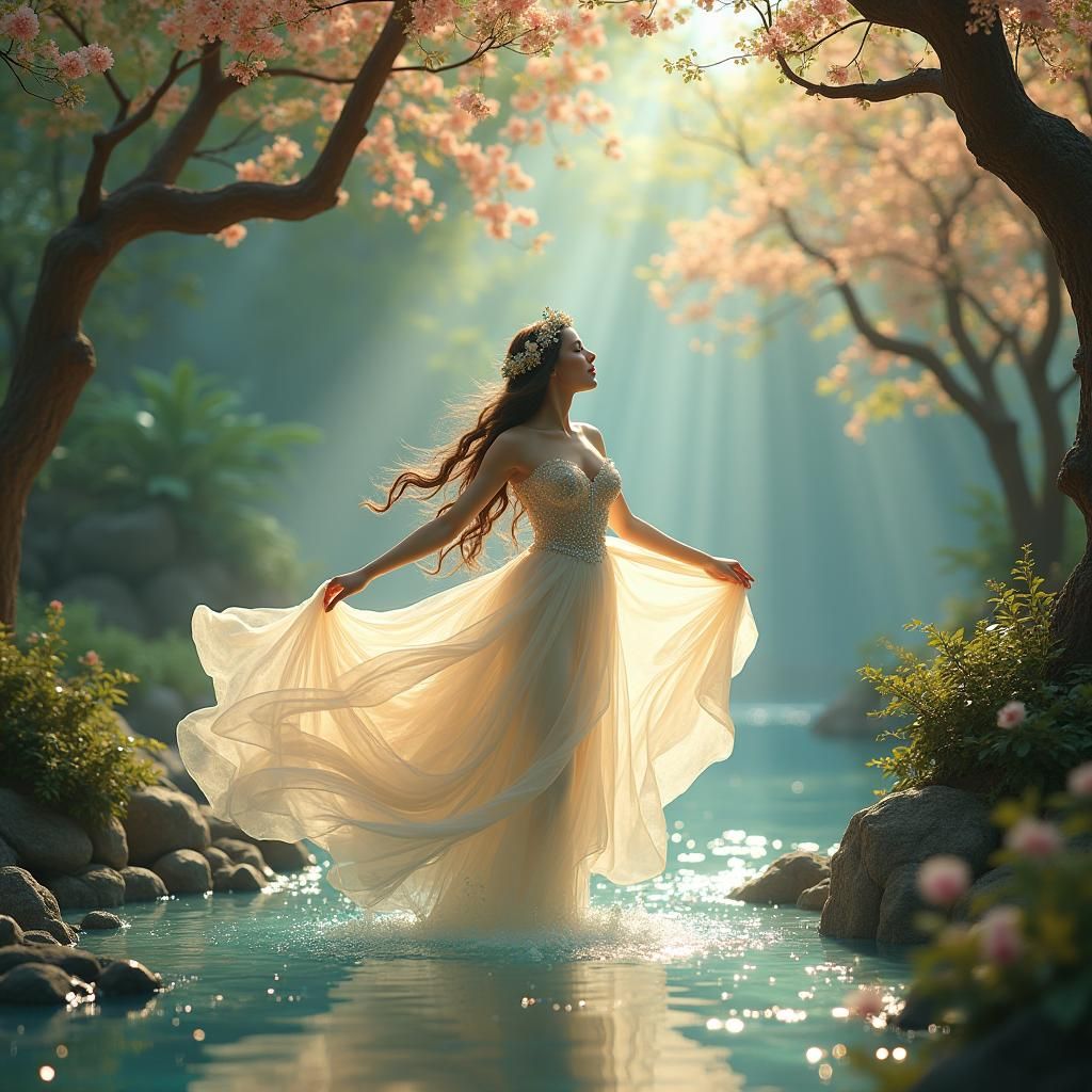 Ethereal Beings Dance in Crystalline Grotto