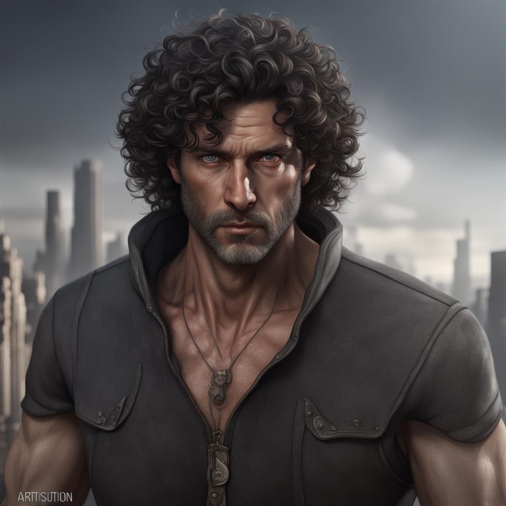 Sad, Sickly Man with Dark Hair: Fantasy Concept Art