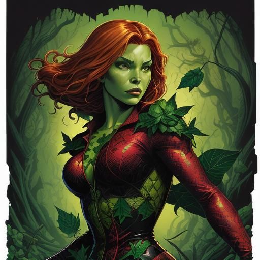 Poison Ivy in Comic Book Style Illustration