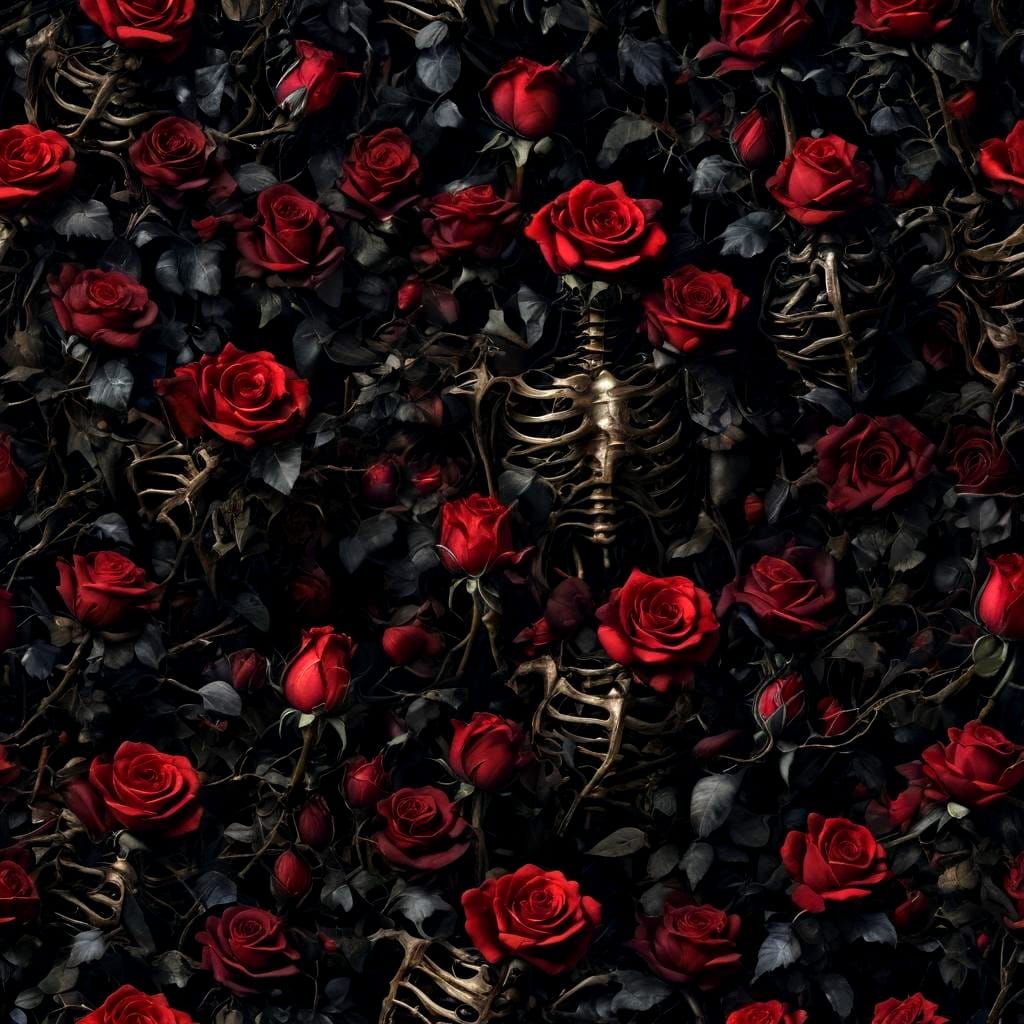 Ribs Covered in Roses: A Horror Art Piece