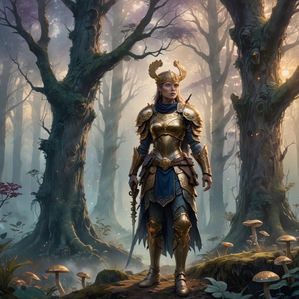 Mystical Forest Warrior in Artgerm Style