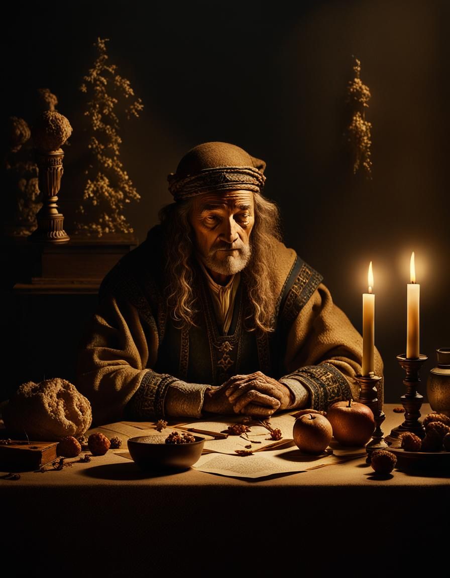 Melancholic AI Still Life in Baroque Style