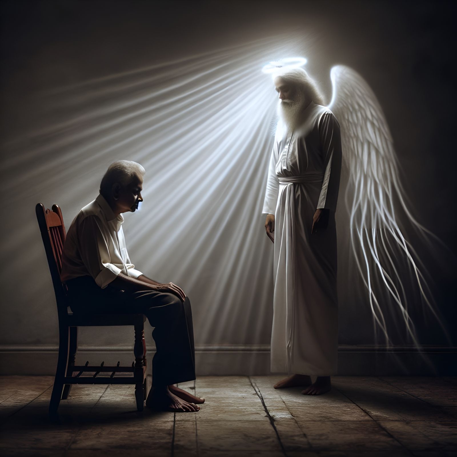 Lonely man and an angel