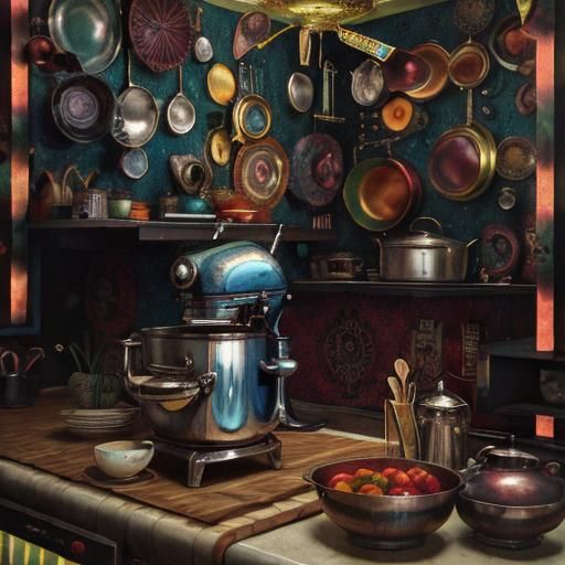 Psychedelic 1950s Kitchen in CGI Style