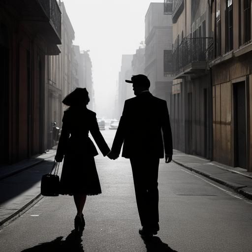 Silhouetted Couple Walking: Street Photography Style