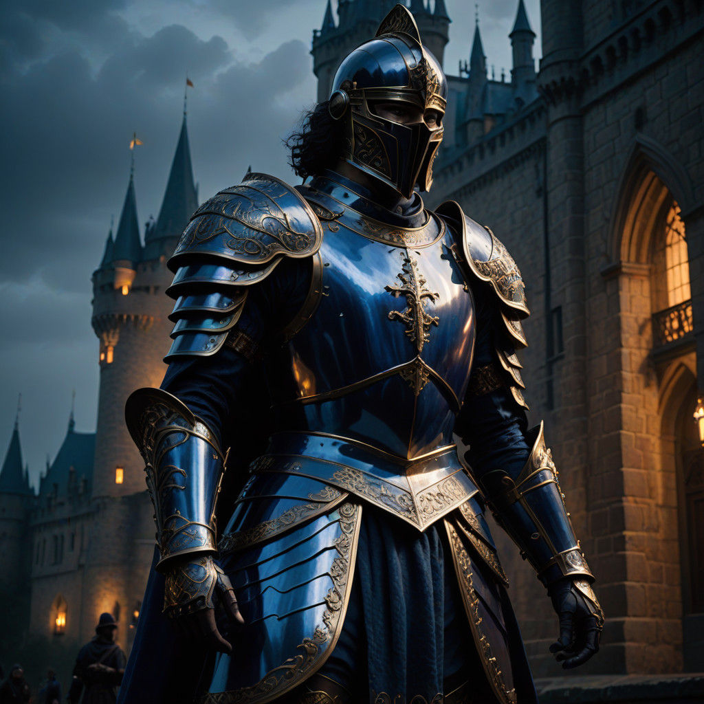 Majestic Indigo Knight in a Golden Light