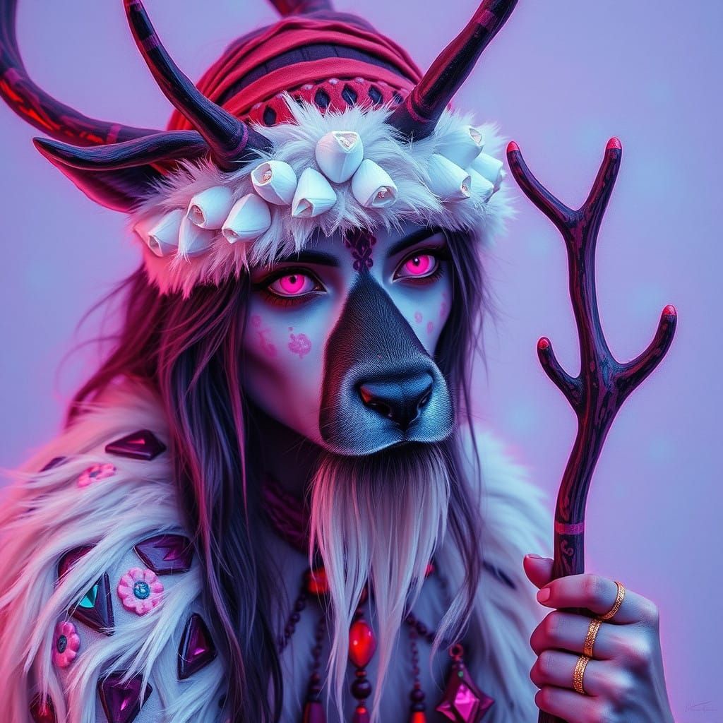 Surreal Siberia Shaman in Vibrant Acrylic Style