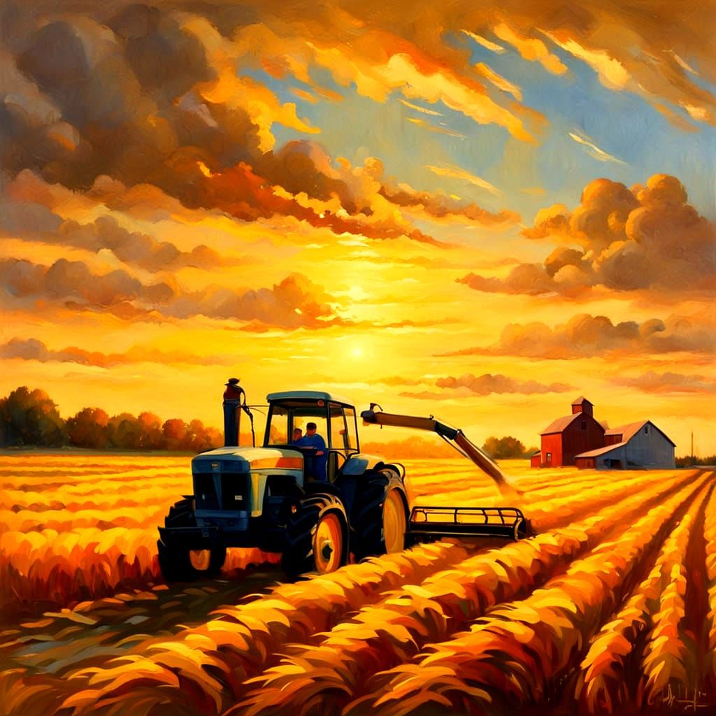 Golden Wheat Harvest in Autumn Light