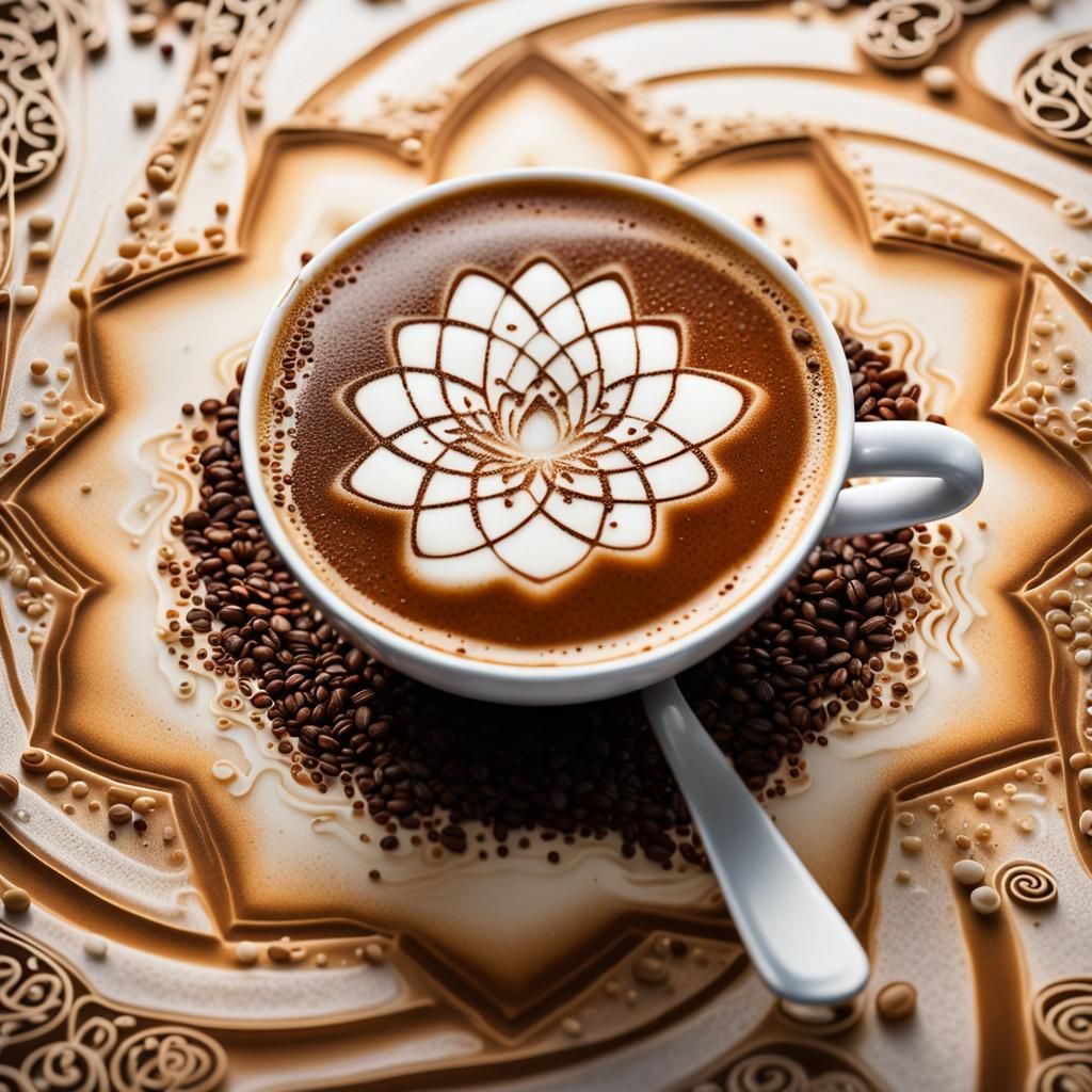 Surreal Coffee Art: Lotus Flower Nebula