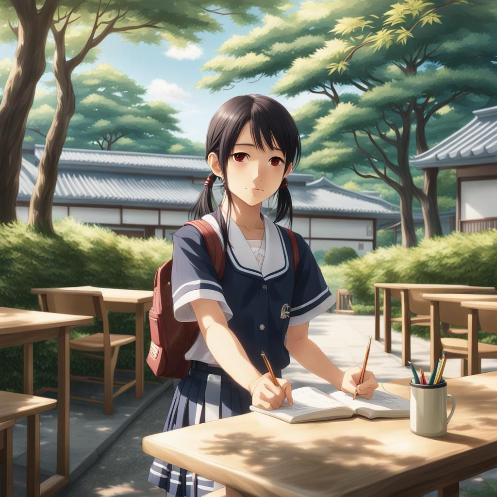 Realistic Summer Scene: Kaori and Sakamoto