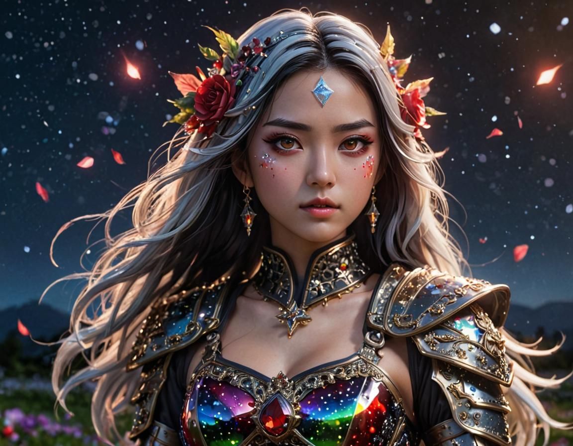 Warrior Girl at Mount Fuji in 3D Anime Style