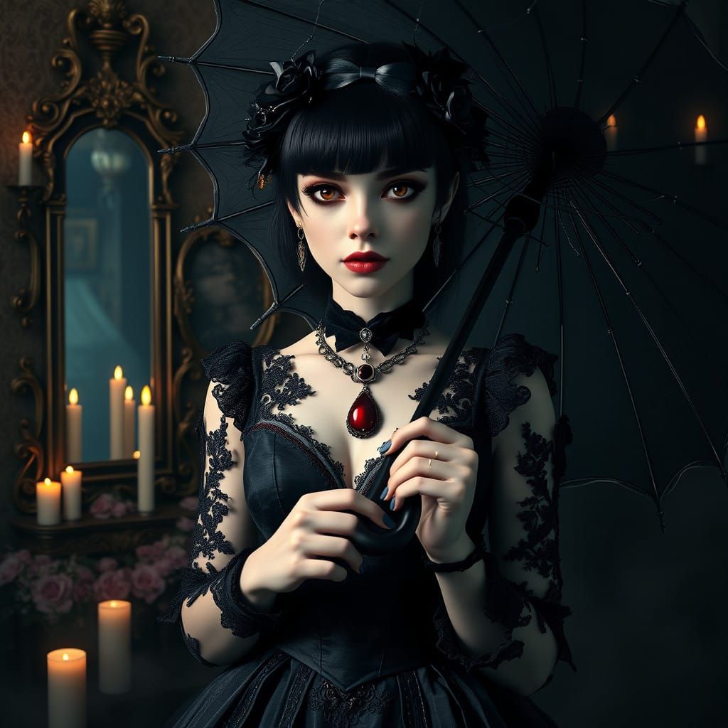 Ethereal Gothic Beauty in Victorian Opulence