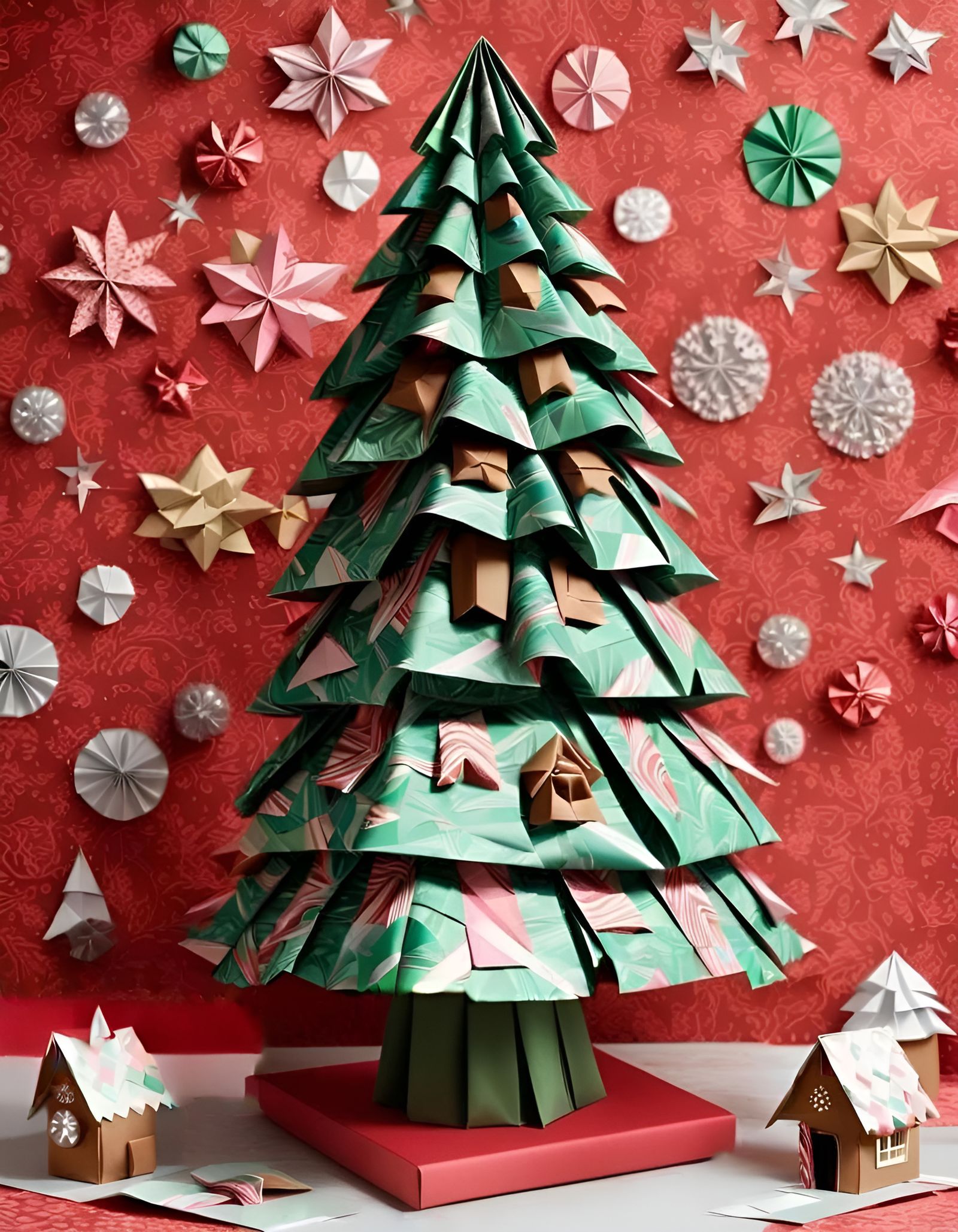 Wrapping Paper Christmas Tree: 3D Collage Art
