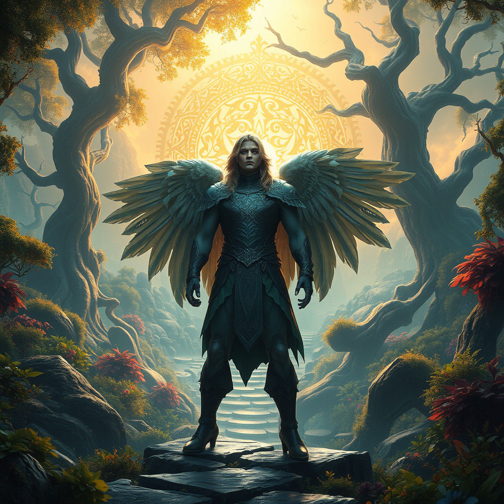 Heroic Figure in Mystical Realm: Fantasy Concept Art