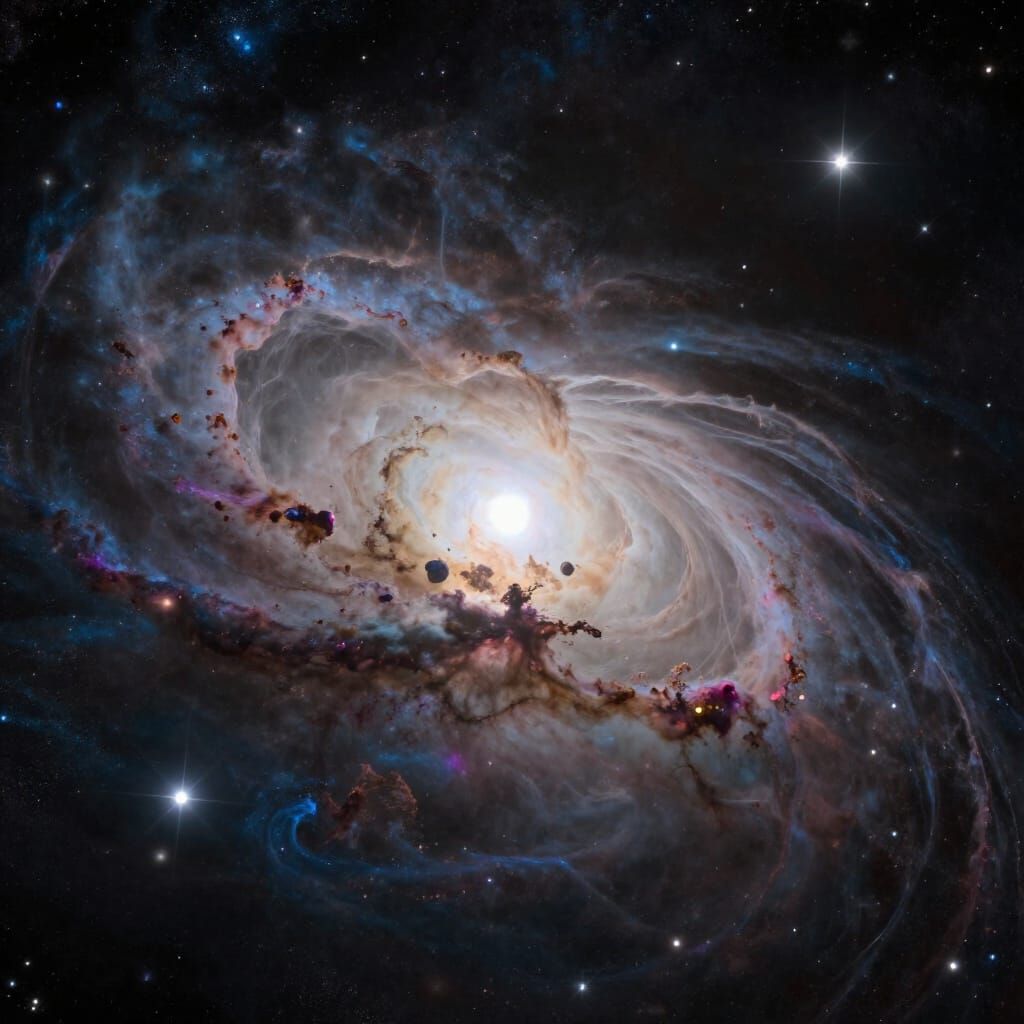 Epic Cinematic Space Background with Glowing Stars