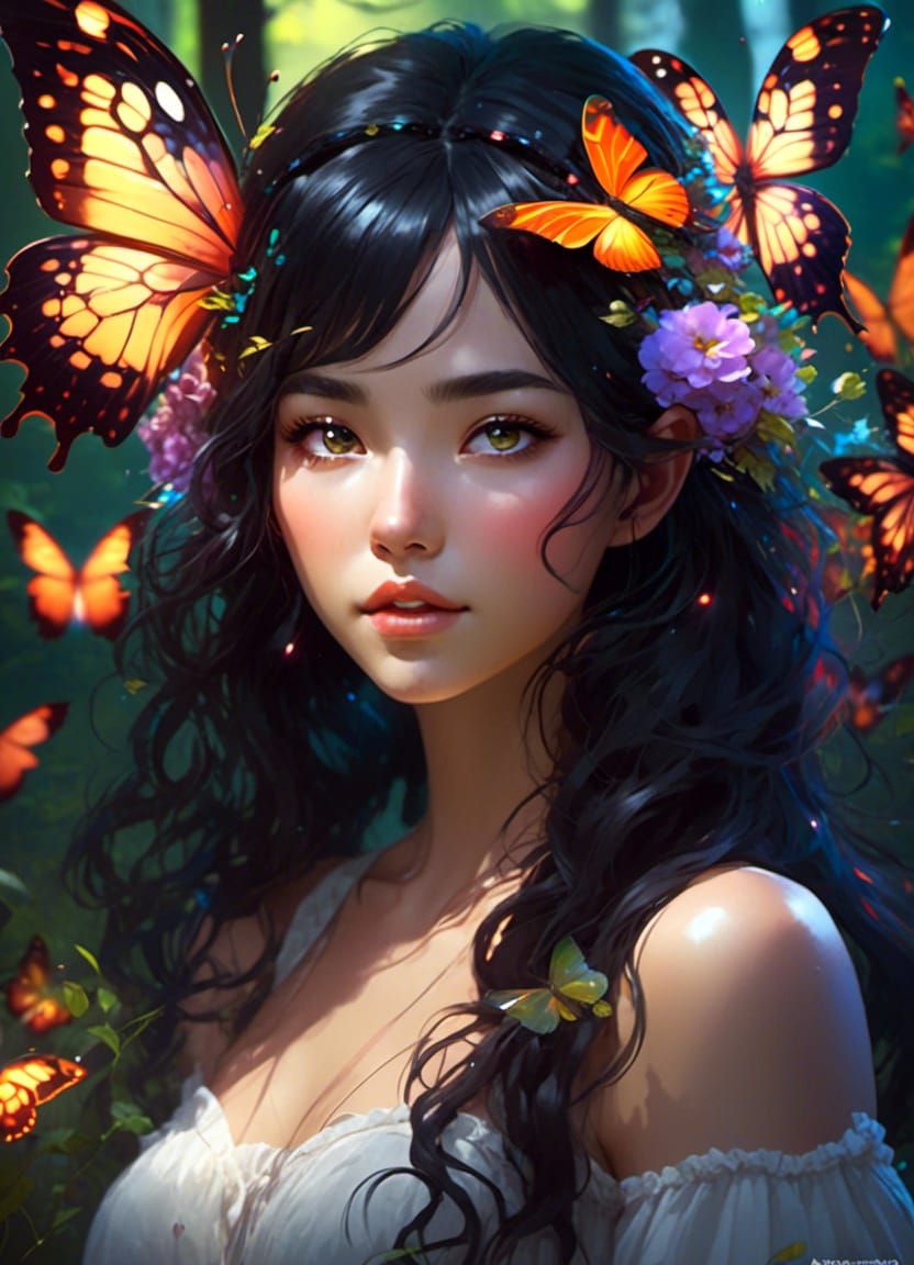 Korean Fae Woman Portrait in Anime Style