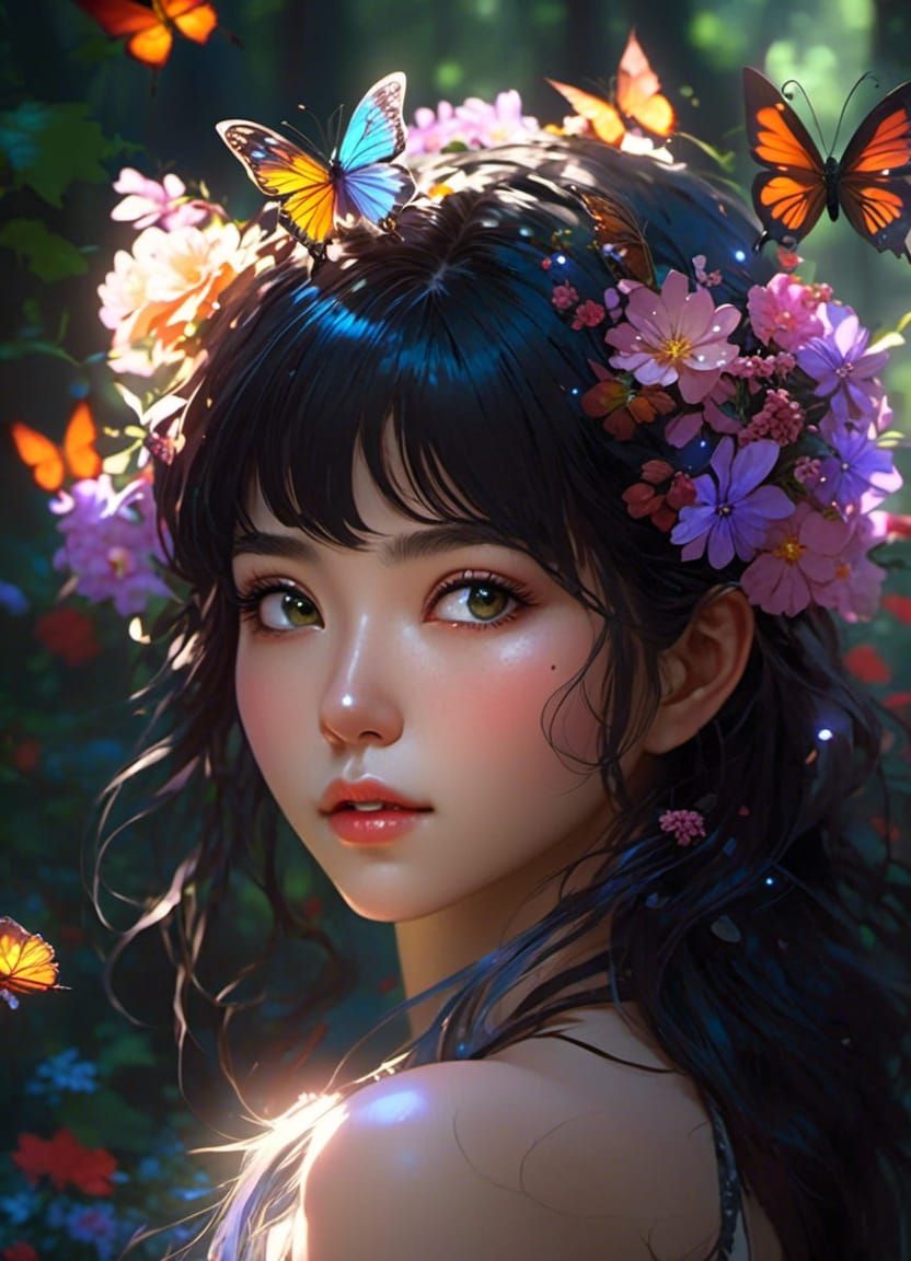 Korean Fae Woman Portrait in Anime Style