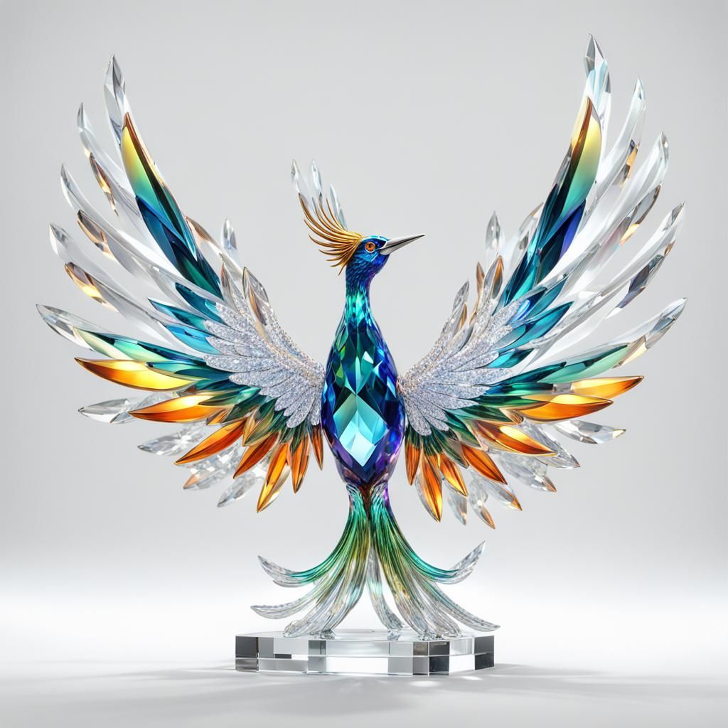 Large Bird of Paradise Swarovski crystal Figurine, wings out...