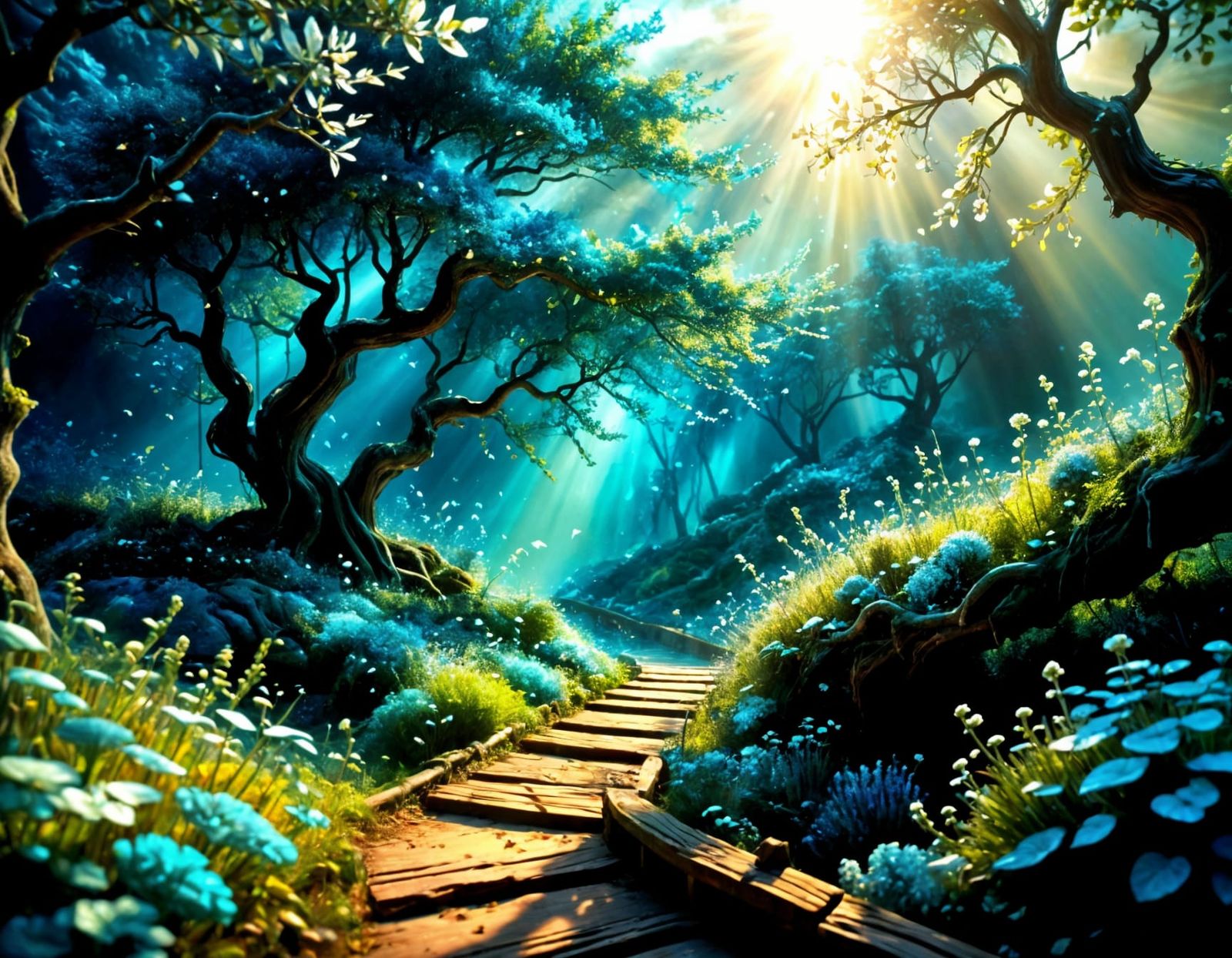 Surreal Hollow Tree Branch Walkway to Alps