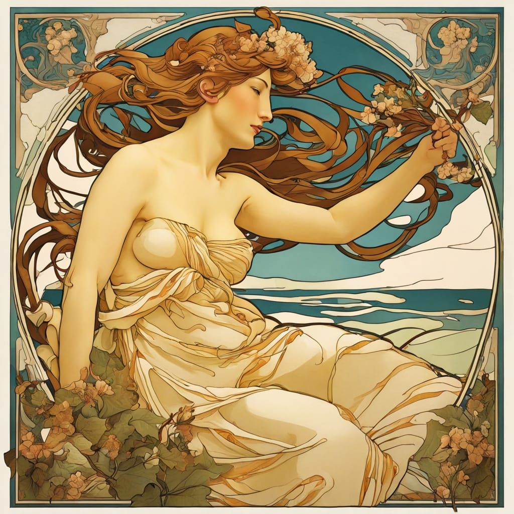 Birth of Venus in Art Nouveau Style