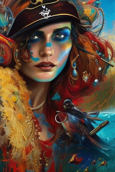 Intricate Pirate Seascape in Detailed Oil Painting Style