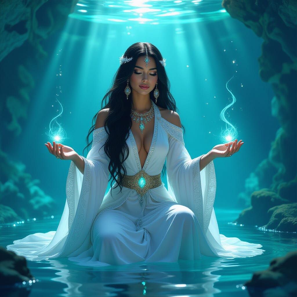 Lemurian Priestess Teaching in Underwater Temple