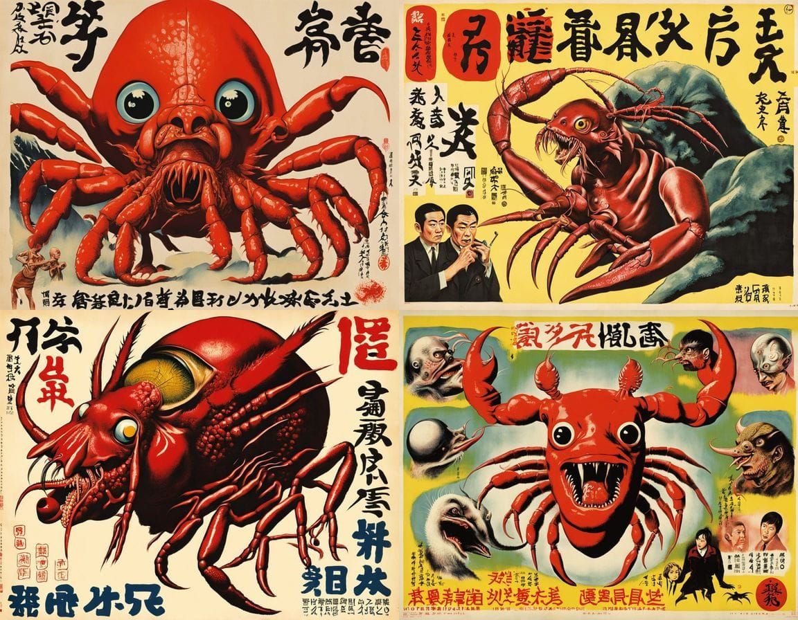Grotesque Ebi Rah Hybrid: A Bizarre 1960s Japanese Movie Pos...