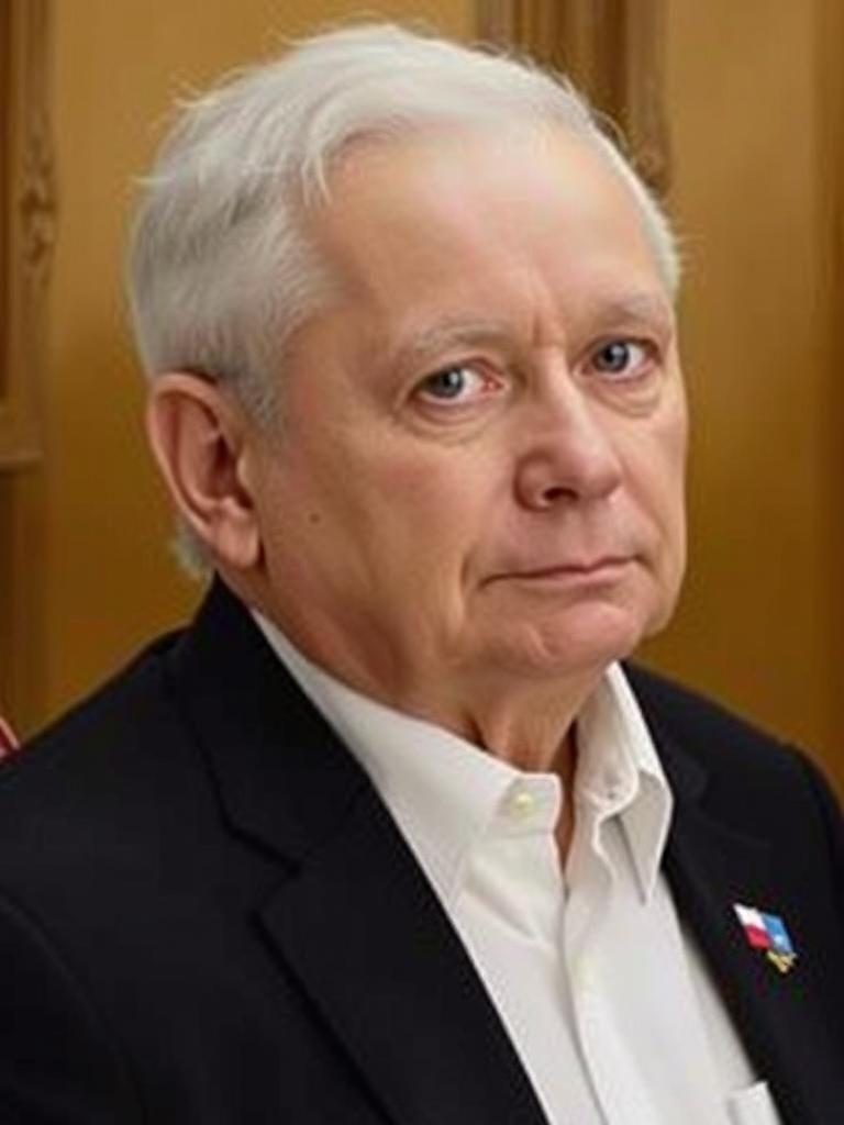 Hyperrealistic Portrait of Jaroslaw Kaczynski in Lavish Offi...